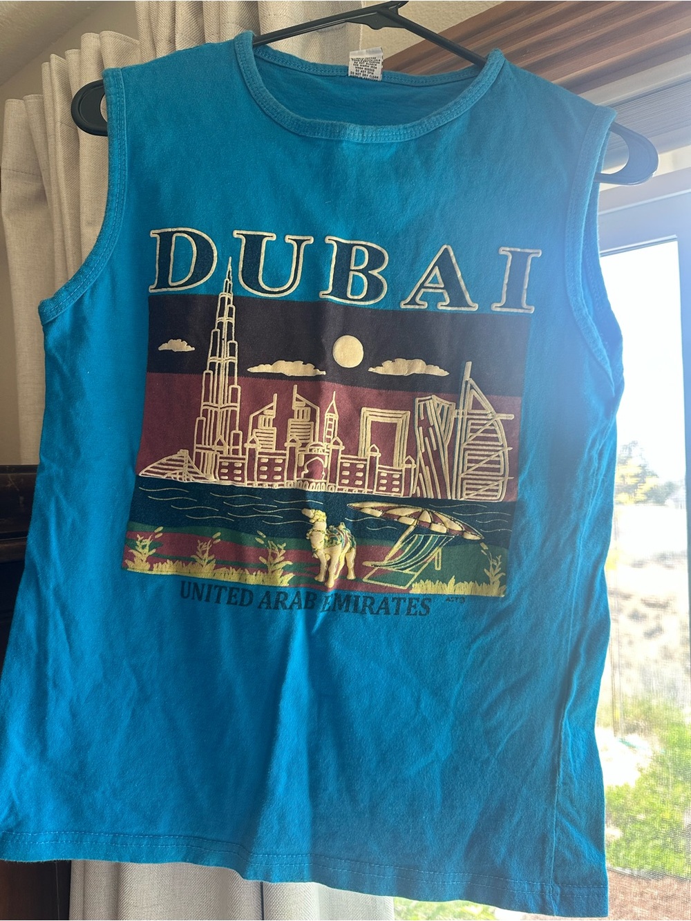Dubai Graphic Tank Top - Teal Blue